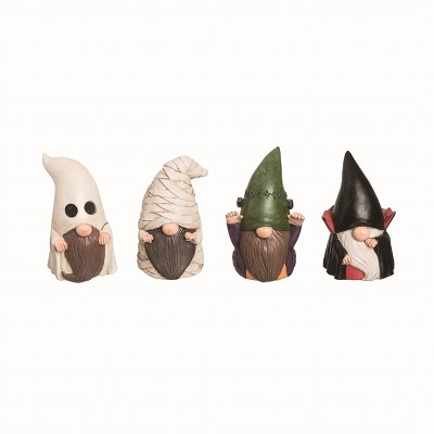 Transpac Resin Multicolor Halloween Gnome Trick or Treat Figurines Set of 4