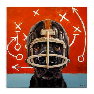 Stupell Industries Dog in Football Helmet Sports Plays, 36" x 36"