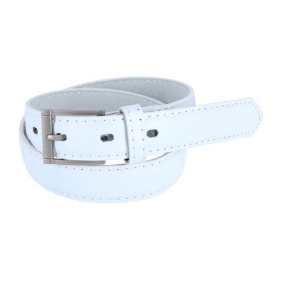 Ctm Kid's Leather 1 Inch Dress Belt With Square Buckle, Large, White ...