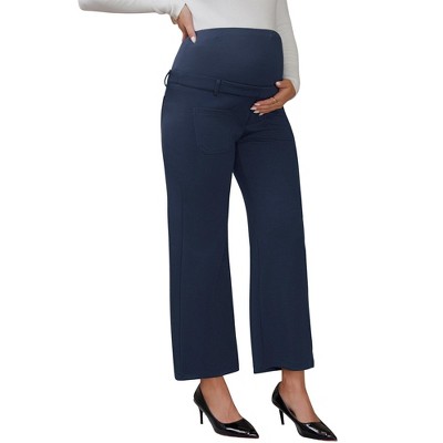 INSPIRE CHIC Women's Work Maternity Pants Business Stretchy Over the Belly Formal Pregnancy Trousers with Pockets