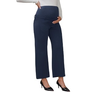INSPIRE CHIC Women's Work Maternity Pants Business Stretchy Over the Belly Formal Pregnancy Trousers with Pockets - 1 of 4