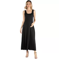 24seven Comfort Apparel Slim fit A Line Sleeveless Maternity Maxi Dress