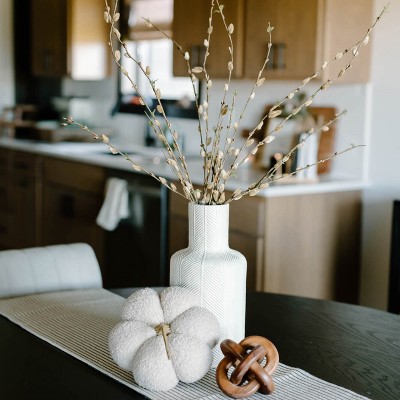 Large White and Mustard Artisanal Ceramic Vase Set