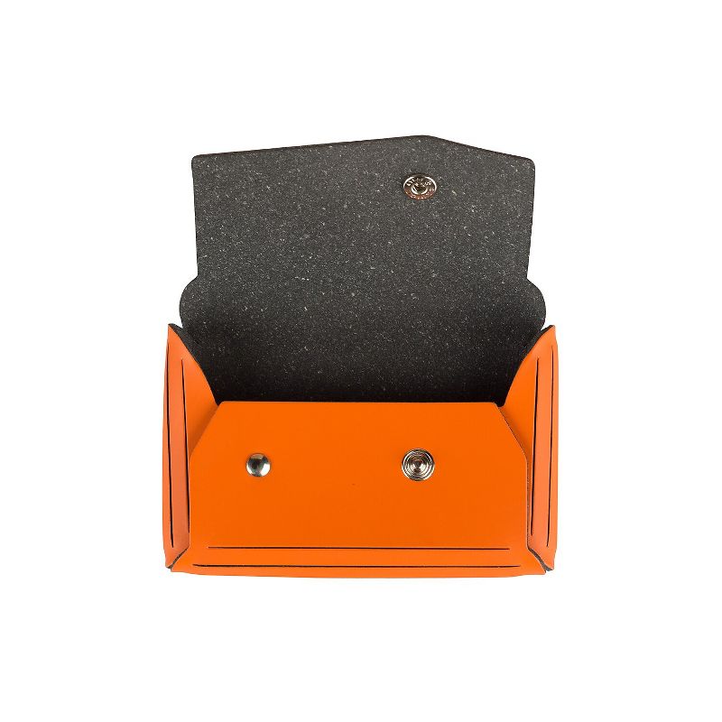 JAM Paper Italian Leather Business Card Holder Case with Angular Flap Orange Sold Individually, 3 of 6