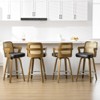 Bekrvio 26" Swivel Counter Height Bar Stools Set of 1/2/3/4,Faux Leather Upholstered Bar Chairs with Back & Arm for Kitchen Island,Black - 2 of 4