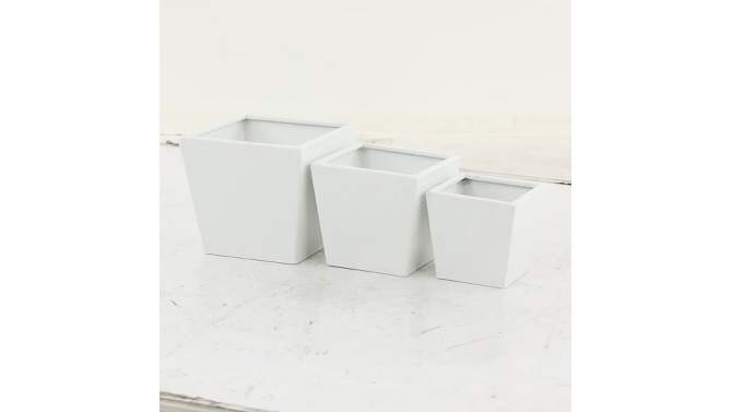 Planters 3pc Modern Novelty Metal Pots White - CosmoLiving by Cosmopolitan: Indoor/Outdoor, Weather-Resistant, Minimalist Design, 2 of 9, play video