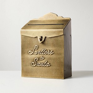 12.6" Brass Tabletop 'Letters to Santa' Mailbox - Hearth & Hand™ with Magnolia - 1 of 3