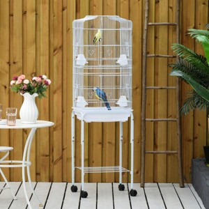 Metal Bird Cage with Rolling Stand Storage Tray and Accessories,Indoor Parakeet Cage for Small Birds - LAOTIES - 1 of 4