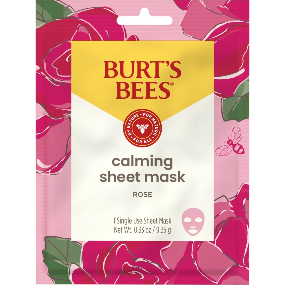 Photos - Cream / Lotion Burts Bees Burt's Bees Calming Rose Sheet Mask - 1pc 