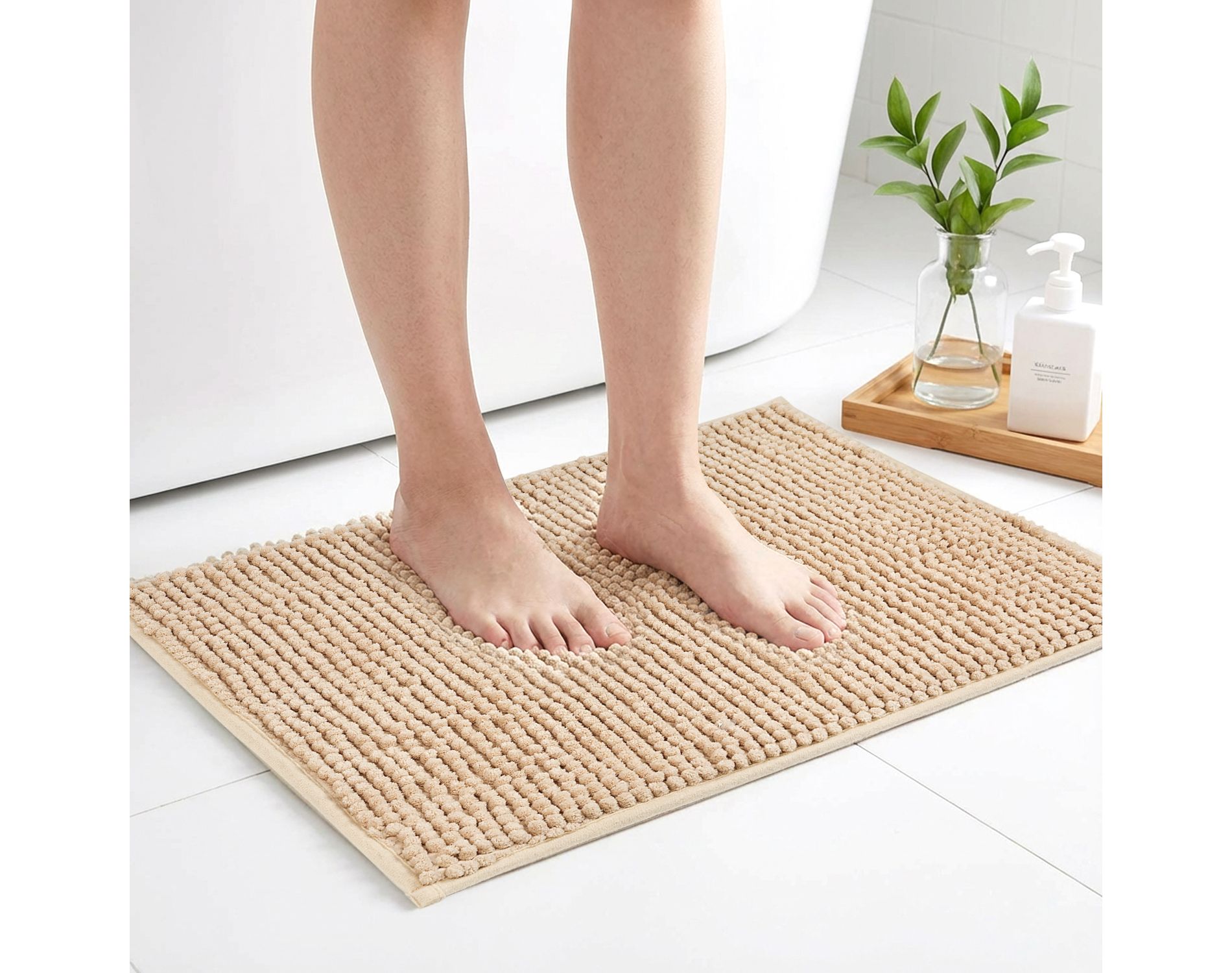 Garnen Bath Mat 16"x24", Bath Rugs, Microfiber Bathroom Rug Non-Slip Bath Mat Rug Quick Dry Machine Washable Bathroom Mat Shower Bath Mat for Floor