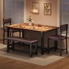 Dining Table Set for 4, Kitchen Table and 2 Upholstered Chairs with Bench, Rectangular Dining Room Set - 3 of 4