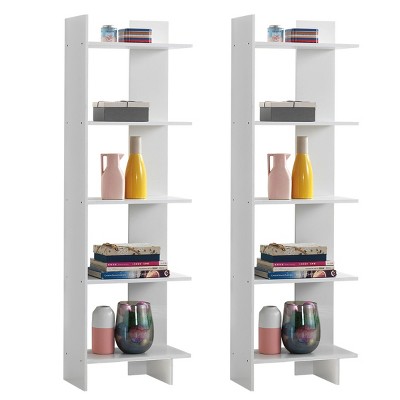 Costway Set of 2 Bookcase Storage 5-Tier Open Shelf Display Room Divider