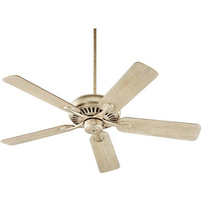Quorum Lighting Pinnacle 52 5-Blade Fan, Aged Silver Leaf, Walnut/Weathered Oak, Optional Light Kit