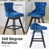 SKRAN Velvet Swivel Bar Stools, Upholstered Counter Chairs Set of 2, with Rivet Trim, Solid Wood Legs and Button Tufted Back for Dining Room and Bar - 4 of 4
