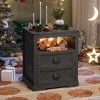GlasFlength Nightstands Nightstand Farmhouse Style Bedside Table with Storage Drawers Simple Design for Bedroom, Black, 19.68"*15.75"*23.62" - 2 of 4