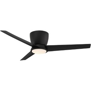 52" Casa Vieja Modern Outdoor Hugger Ceiling Fan with Dimmable LED Light Remote Control Black Opal Glass Damp Rated for Patio Exterior - 1 of 4