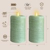 LumiPur 2pk 3.5"x7" Signature Natural Glow Flameless Wax Pillar LED Candle Sage Green - 4 of 4