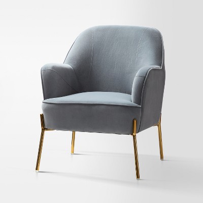 Odo Upholstered Accent Arm Chair Velvet | Karat Home - Grey : Target