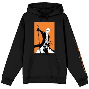 Bleach 1000 Year Blood War Ichigo Orange Background Adult Black Hooded Sweatshirt - 1 of 4