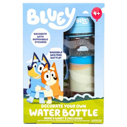  Bluey Decorate Your Own Water Bottle, Repositionable Stickers,  Great For Bluey Birthday Parties, Summer Sports, and More, Reusable  BPA-Free Water Bottle for Kids Ages 3, 4, 5, 6 : Toys & Games