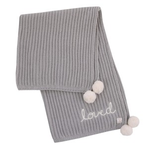 NoJo Loved Gray Chenille Super Soft Pom Pom Baby Blanket with Embroidery - 1 of 3