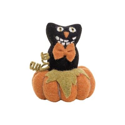 Gallerie II Wooly Cat on Pumpkin Halloween Figure