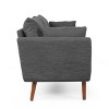Feichko Contemporary Fabric Pillow Back 3 Seater Sofa Charcoal/Walnut - Christopher Knight Home - 4 of 4