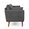 Fairburn Contemporary Pillow Back 3 Seater Sofa Beige/Espresso -  Christopher Knight Home