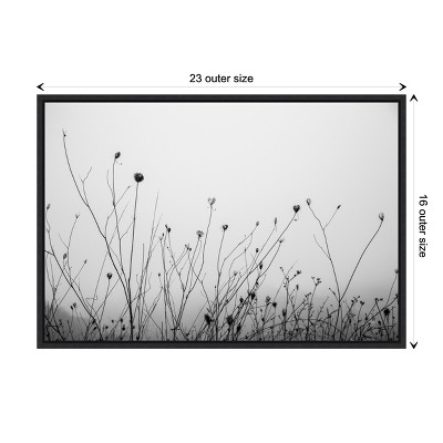 Black and White Botanical Canvas Print with Frame, 23 x 16 inches