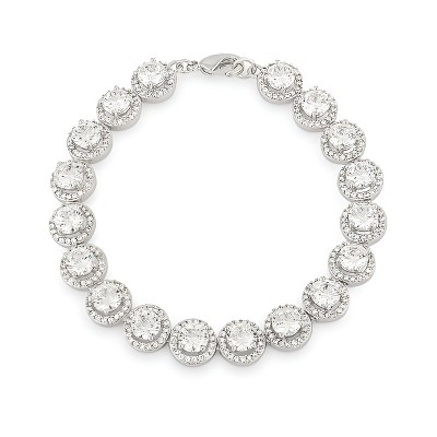 Slickblue Halo Edition Classic 7-Inch Bracelet for Women, 18.63ct Round CZ, Lobster Clasp, Tennis Jewelry