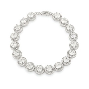 Slickblue Halo Edition Classic 7-Inch Bracelet for Women, 18.63ct Round CZ, Lobster Clasp, Tennis Jewelry - 1 of 3
