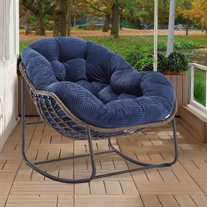 MOONMISS Outdoor Rocking Chair, Patio Oversized Wicker Egg Rocking Chair,Indoor & Outdoor Comfy Rocker Chair with Thick Cushion - 1 of 4