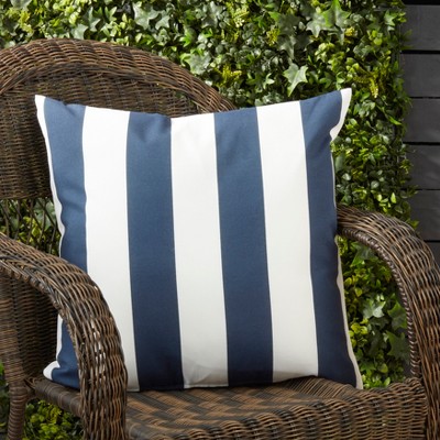 Blue and White Striped 21" Indoor/Outdoor Throw Pillow
