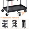 3 Tier Folding Rolling Utility Cart, Portable Collapsible Service Cart, 165 Lbs, Foldable Tool Cart - 3 of 4