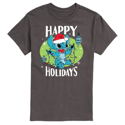 Men's - Lilo and Stitch - Happy Holidays Christmas Short Sleeve Graphic T-Shirt