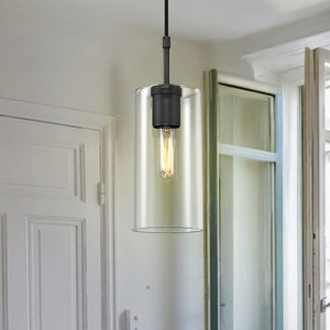 CityFurn 1-Light Cylinder Glass Pendant for Kitchen Island - 1 of 4