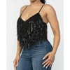 Women's Sequin Fringe V-neck Top - Hera Collection - 3 of 4