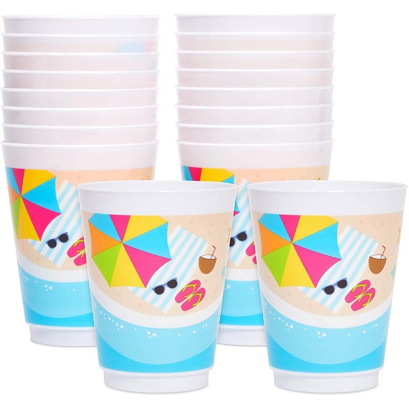 Sparkle and Bash 16 Pack Plastic Beach Party Tumbler Cups (16 oz), 1 of 6