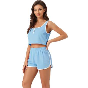 AherBiu Womens Crop Camisole Tank Top with Built in Bra Pajamas Tshirt Bras  for Women Sleepwear Undershirts