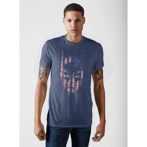 Batman Face Americana Men's Navy Heather T-shirt-m : Target
