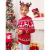 BLUEMING Festive Family Kids Reindeer Snowflake Knit Christmas Sweater Soft Crew Neck Long Sleeve Pullover Playful Holiday Top - 2 of 4