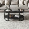 Costway Oval Coffee Table with Metal Support Legs for Apartment Office Reception Black - 2 of 4
