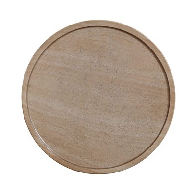 White Ribbed Concrete Round Side Table 17.8" x 19.8"