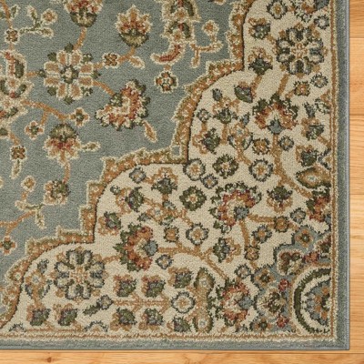 Royalty Blue and Ivory Medallion Synthetic Area Rug