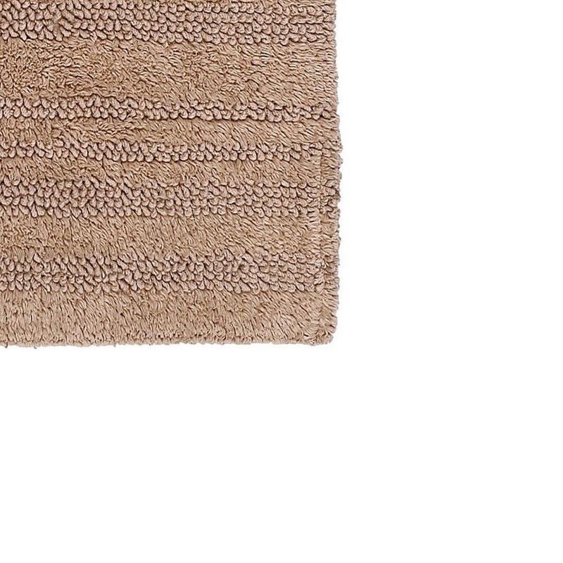 Knightsbridge Luscious Textured Striped All Season Soft Plush Cotton Reversible & Soft Bath Rug Natural, 2 of 4