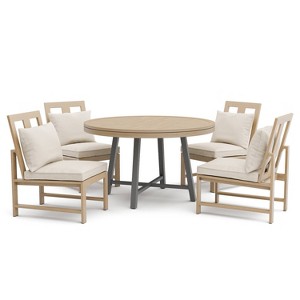 Greemotion 5pc Lyon 3-in-1 Outdoor Convertible Patio Dining Set with Cushioned Chairs Brown: Aluminized, UV-Resistant, 4-Seater - 1 of 4