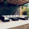 vidaXL Black and Cream Patio Lounge Set with Cushions - Modular Design Poly Rattan Furniture for Outdoor, Patio, Garden - 2 of 4