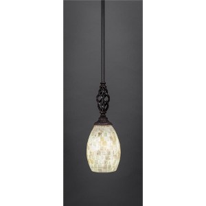 Toltec Lighting Elegante 1 - Light Pendant in  Dark Granite with 5" Ivory Glaze Seashell Shade - 1 of 1