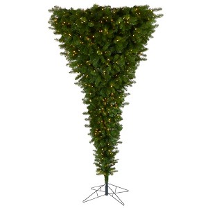 Nearly Natural 8-ft Sun Valley Spruce Upside Down Artificial Christmas Tree with 850 Warm White (Multifunction) LED Lights and 1747 Bendable Branches - 1 of 4
