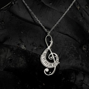 Treble Clef Necklace, Music Forever in Sterling Silver Necklace for Women - 1 of 3